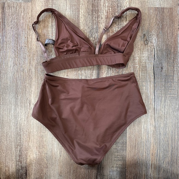 Skims Plunge Top High Waisted Bikini Cocoa Small - Picture 2 of 3
